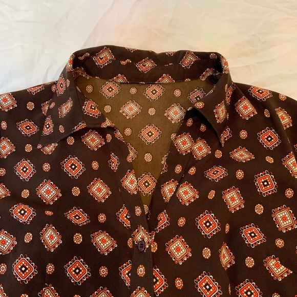 Vintage 70s groovy brown long sleeve button up - Picture 5 of 10